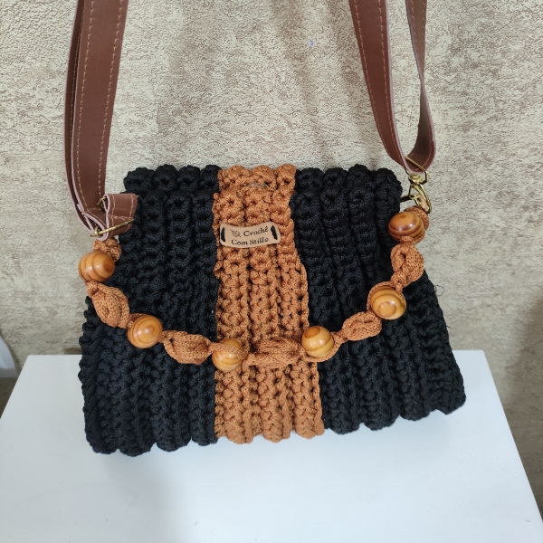 Bolsa pérola, preto/ terracota