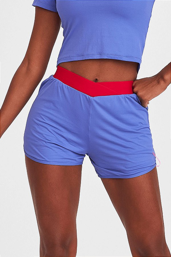 SHORT ESPORTIVO COS ELASTICO / AZUL PERI
