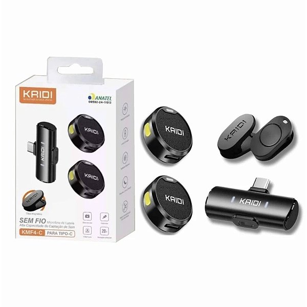 Microfone de Lapela sem Fio Magnético KMF4-C