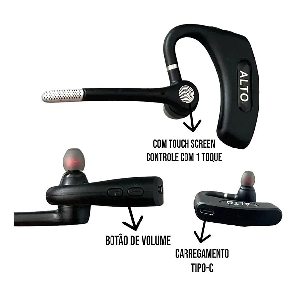 Fone Bluetooth Altomex A-w3 Com Microfone Para Motorista Preto