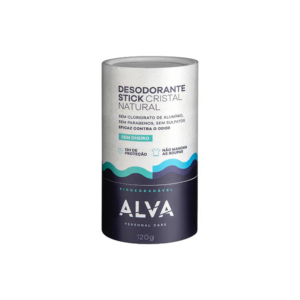 Desodorante Cristal Stick Biodegradavel Vegano 120g Alva