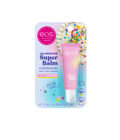 eos 24H Moisture Super Balm - Bolo de aniversário, Máscara labial para dormir