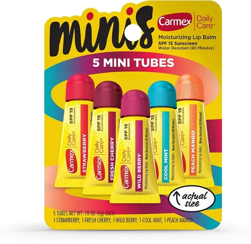 Carmex Lip Balm Labial Mini Bisnaga Kit 5 Fps 15 Sabores 5g