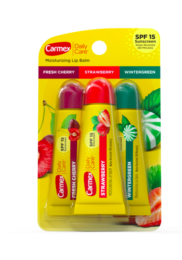 Hidratante Carmex Daily Care, FPS 15, bálsamo labial multissabores, 3 unidades (1 pacote com 3)