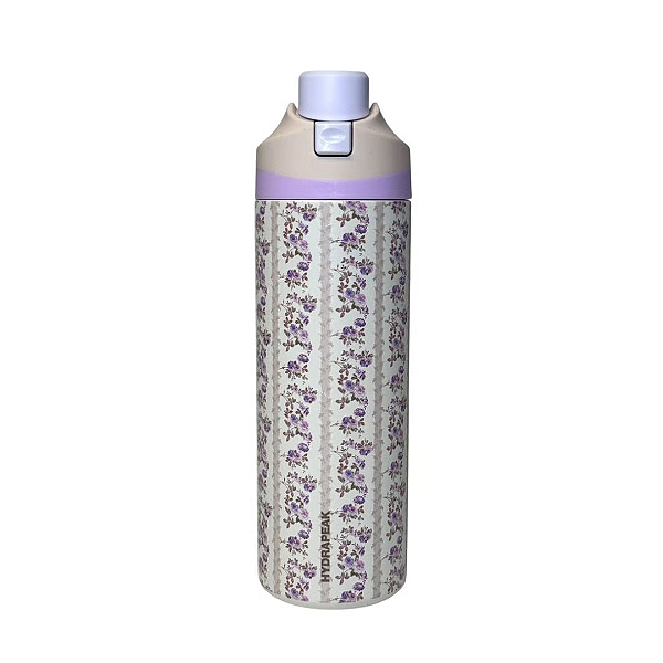Garrafa de água floral bege de aço inoxidável Hydrapeak 26 oz - 800ml