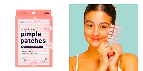 Máscara e adesivo para espinhas PRETTY IN PINK SpaLife Adesivos hidrocolóides para espinhas