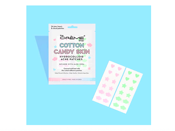 The Crème Shop Cotton Candy Skin - Adesivos hidrocolóides para acne, Ultra Aloe Boost - 3 tamanhos, 72 Adesivos