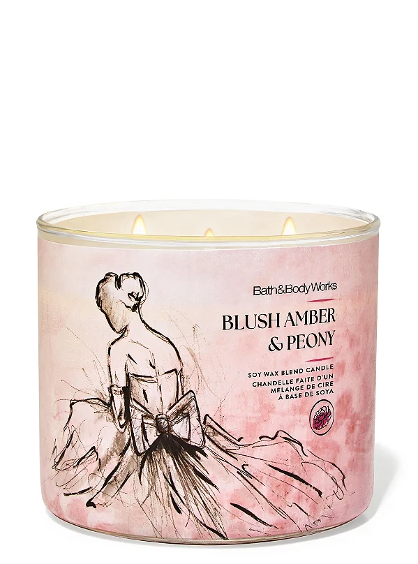 Vela 3 Pávios Blush Amber & Peony - Bath and Body Works