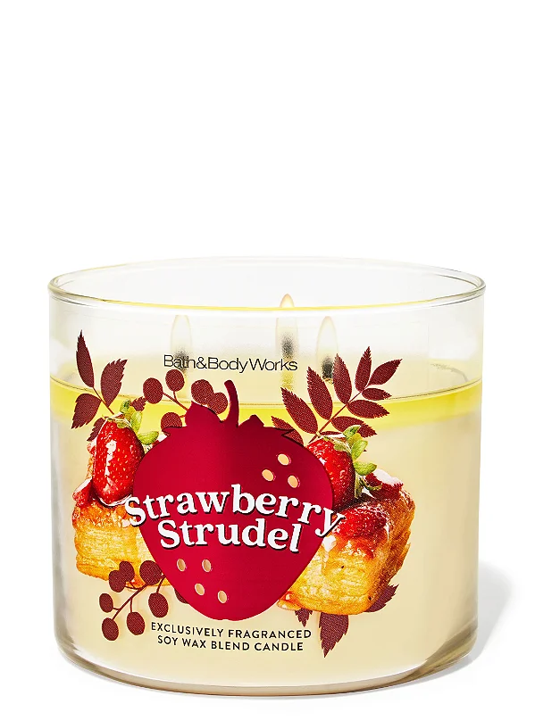 Vela 3 Pavios Strawberry Strudel - Bath and Body Works