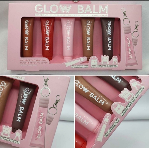 Kit de Gloss Labial com 5 e com 2 chaveiros - Glow Balm