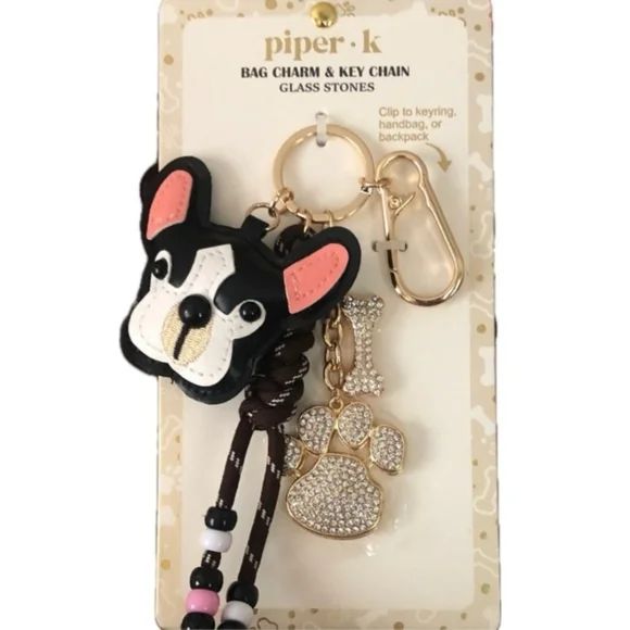 ?️ Piper K ?️Pingente de Bolsa e Chaveiro de Buldogue Francês e Boston Terrier