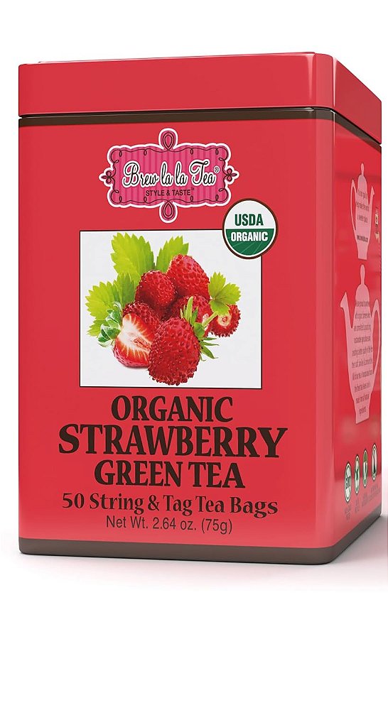 Brew La La - Sabor Natural de Morango - Lata com 50 Sachês de Chá