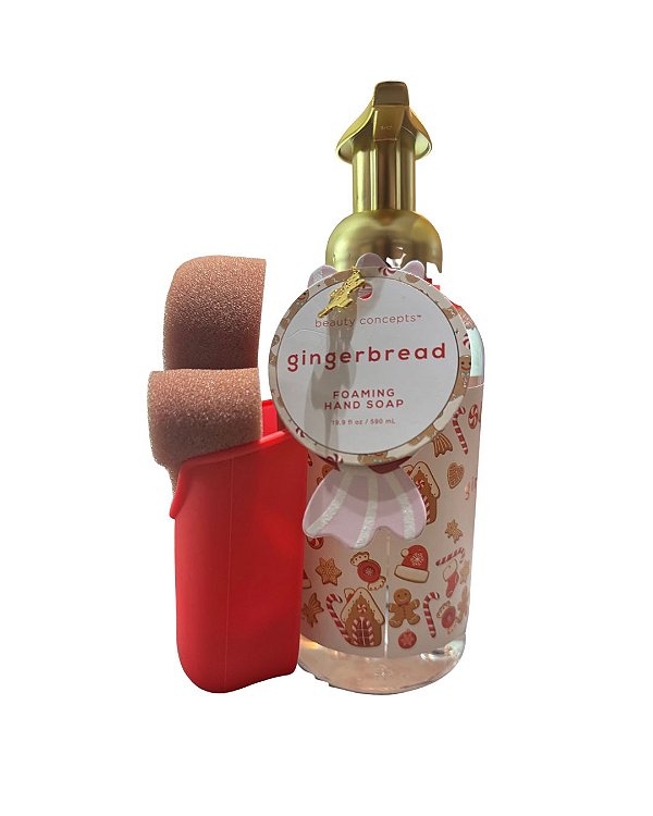 Espuma para mãos + Dispencer + Esponja em formato de Gingerbread - 590ml