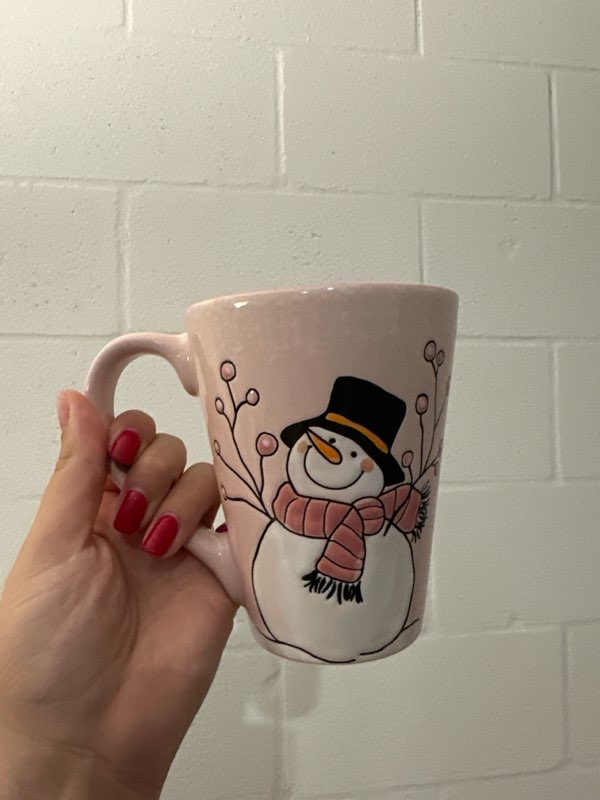 Caneca de Cerâmica Rosa Snowman