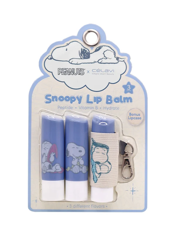 Conjunto de Lip Balm com 3 + Chaveiro Snoopy - Célavi