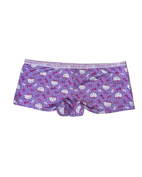 Calcinha Tipo Shorts Hello Kitty Estampada Lilás - Tam: G