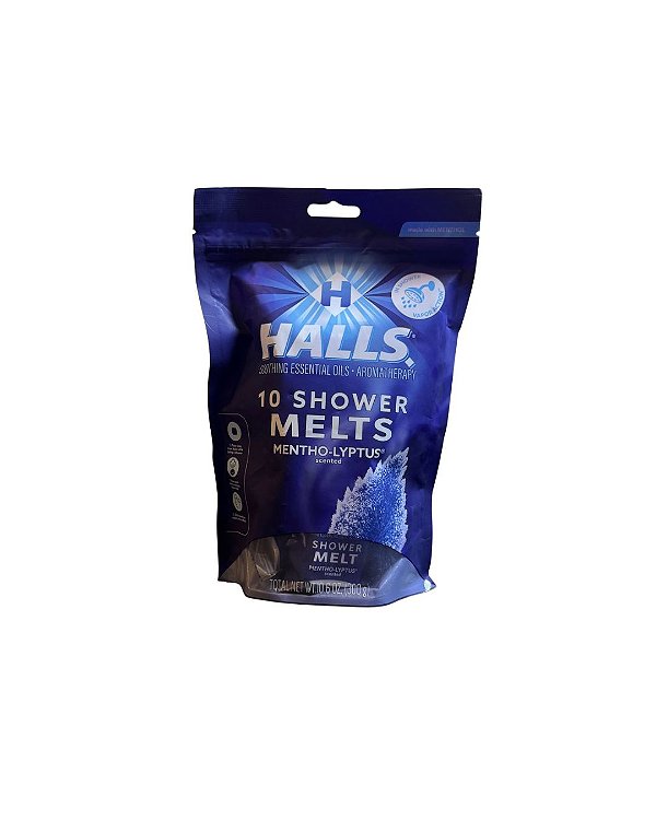 Halls, pacote com pastilhas efervescentes para banho com mentol.