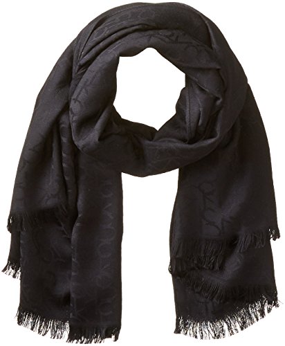 Lenço pashmina feminino Calvin Klein com logo, preto, tamanho único