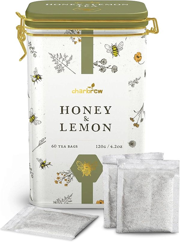 Charbrew Bees & Garden - Chá de Mel e Limão em Lata com 60 Saquinhos de Chá