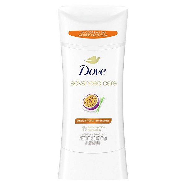 Desodorante em bastão Dove Advanced Care Feminino Maracujá e Capim-limão, 74 g
