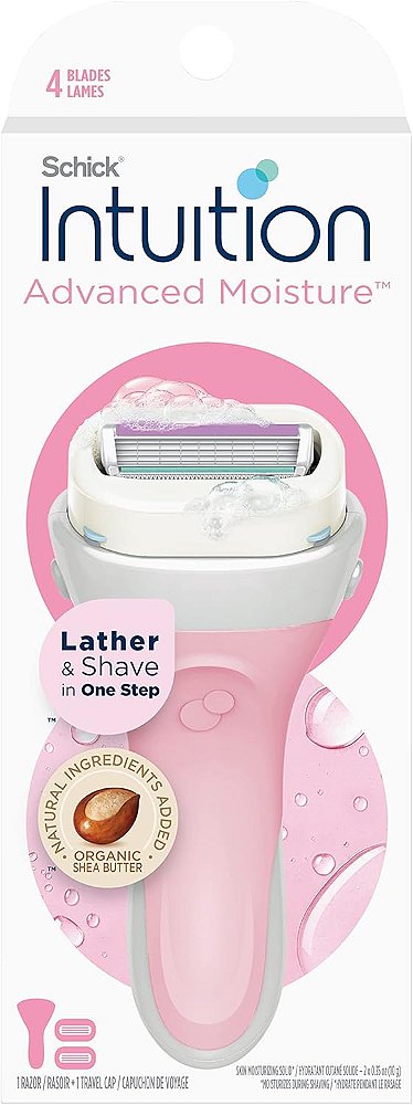 Schick Intuition Navalha feminina hidratante avançada com manteiga de karité, 1 cabo com 2 refis
