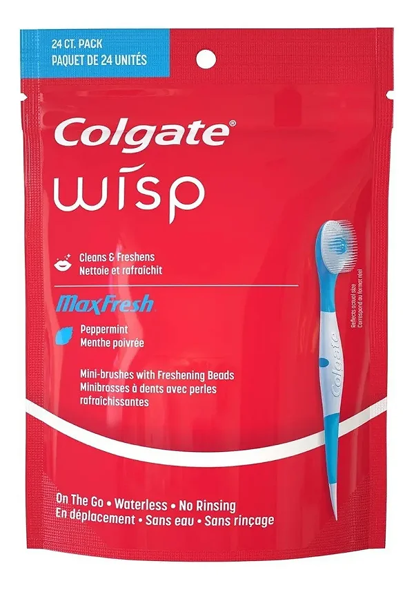 Colgate Mini escova portátil Wisp Max Fresh hortelã com 24 unidades