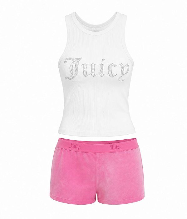 Conjunto Juicy Couture Regata Branca + Short Rosa - Tam: G