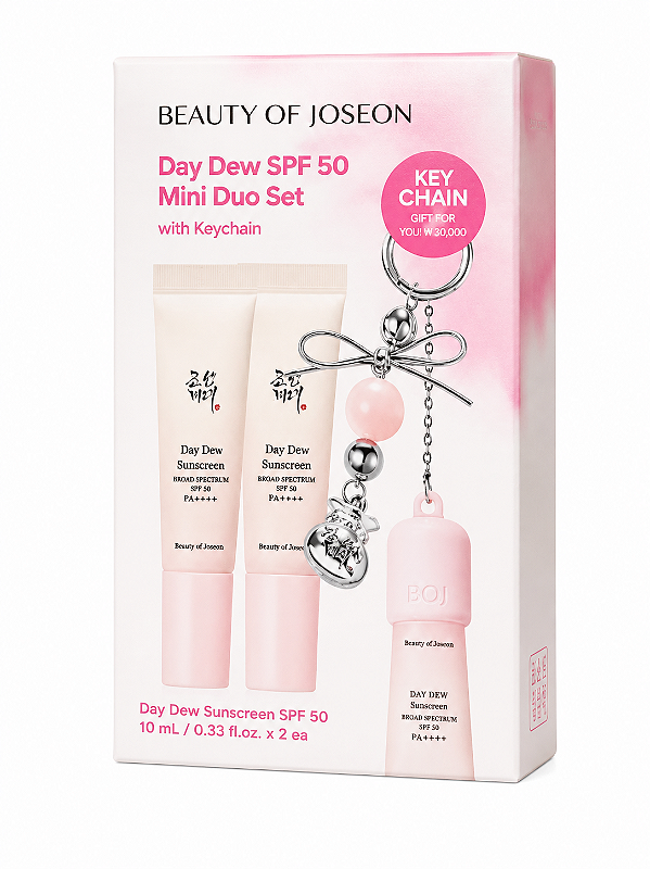 Beauty of Joseon Day Dew Sunscreen SPF 50+ Mini Duo Set com Chaveiro – 2 x 10ml