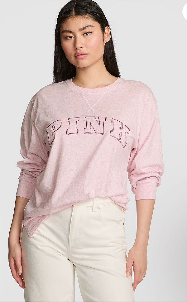 Camiseta de manga comprida Campus Cotton PINK by Victória's Secret - Tam: GG