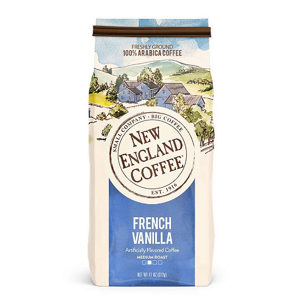 Café Moído New England Coffee French Vanilla, Torra Média, Pacote (aprox. 312 g)