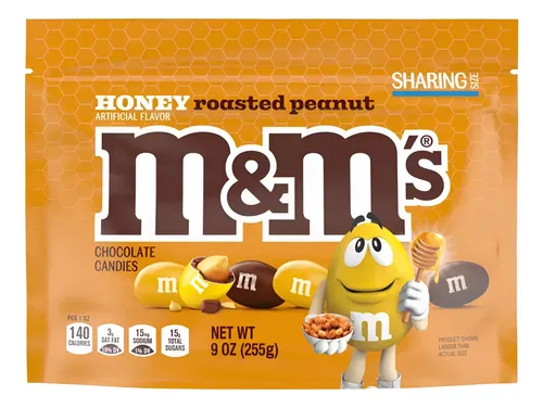 M&M's Honey Roasted Peanut Chocolate Candies – Chocolate ao Leite com Amendoim Torrado e Sabor Mel (255g)