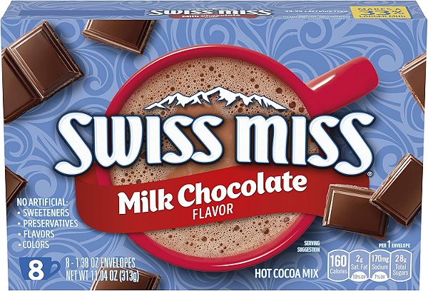 Swiss Miss Milk Chocolate Hot Cocoa Mix – Chocolate Quente Sabor Chocolate ao Leite (Caixa com 8 Sachês)