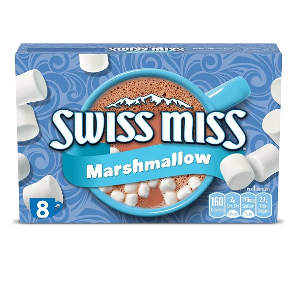 Swiss Miss Marshmallow Hot Cocoa Mix – Chocolate Quente com Marshmallows (Caixa com 8 Sachês)