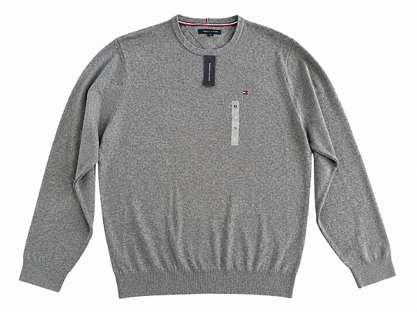 Suéter Tommy Hilfiger Gola Careca Cinza Mescla - Tam:GG