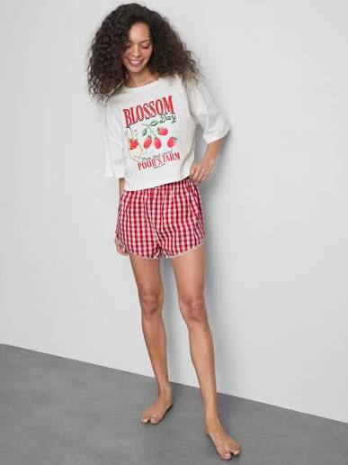 Pijama Disney Curto Xadrez Ursinho Pooh - Tam: P
