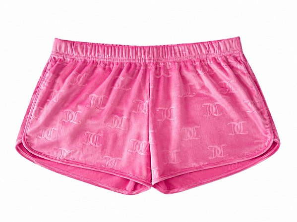 Shorts Juicy Couture Plush Rosa Monograma – Tam:GG