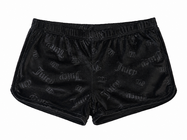 Shorts Juicy Couture Plush Preto Monograma – Tam: G