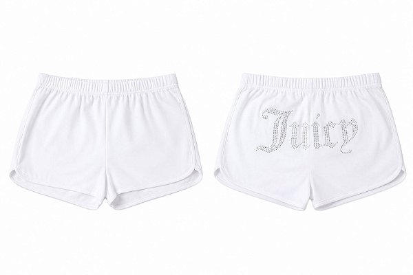 Shorts Juicy Couture Plush Branco com Strass – Tam: G