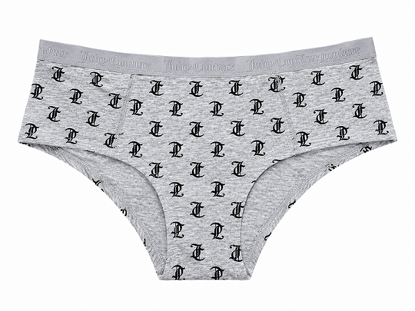 Calcinha Algodão com Costura Juicy Couture Cinza Monogramada - Tam:M