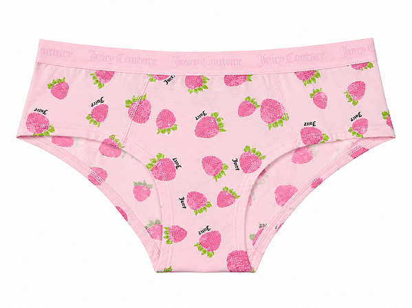 Calcinha Algodão com Costura Juicy Couture Rosa Morangos - Tam:M