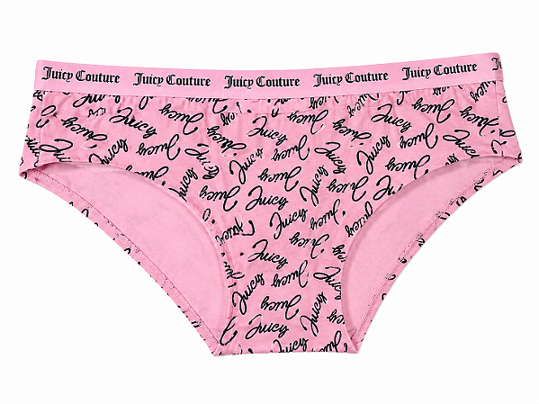 Calcinha Algodão com Costura Juicy Couture Rosa Monogramada - Tam:G