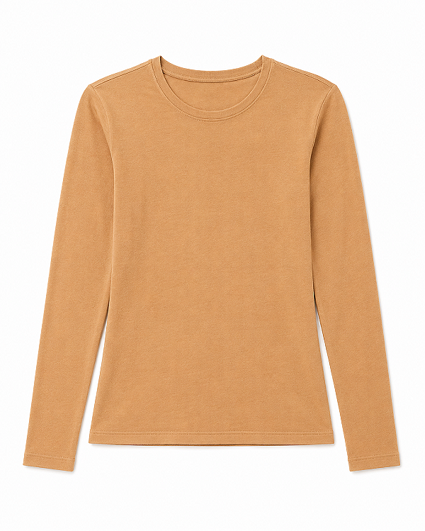 Camiseta GAP gola redonda em malha waffle Marrom Claro - Tam: