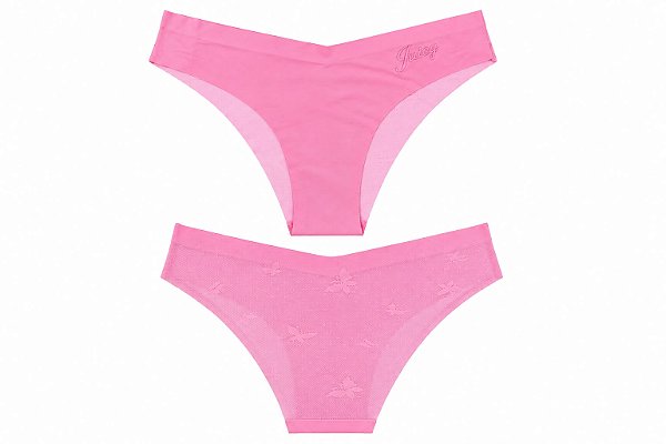 Clacinha Juicy Couture em Microfibra e Renda Floral Rosa - Tam: P