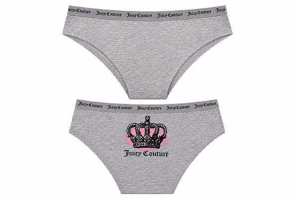 Calcinha Algodão com Costura Juicy Couture Cinza Coroa - Tam:G