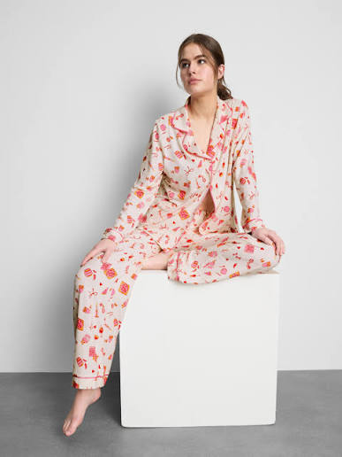 Pijama estilo boyfriend estampado Comidas - Tam: GG