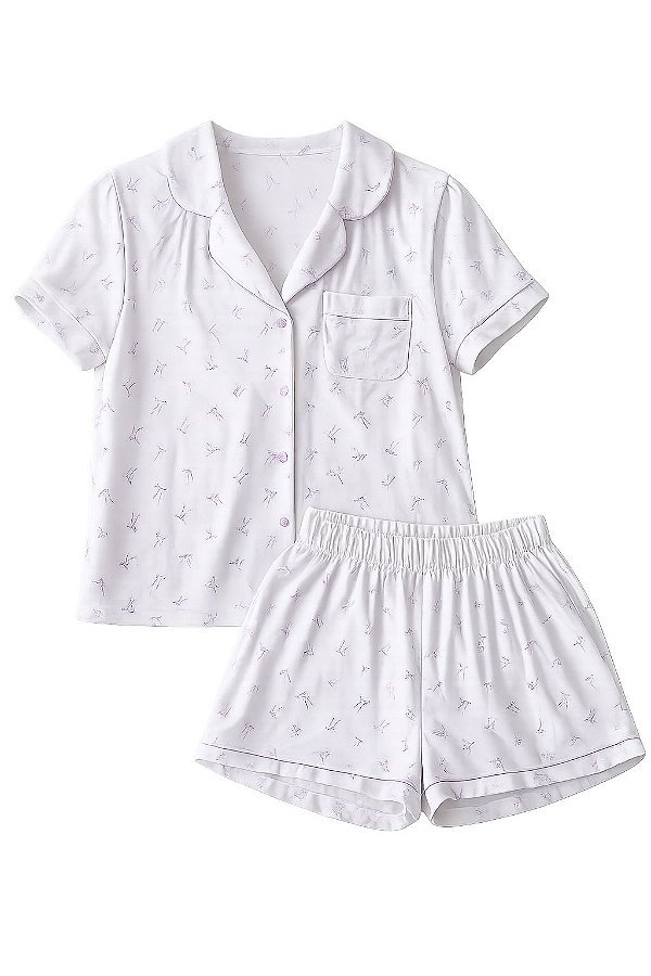 Pijama Boyfriend Short Laços Lilás - Tam: P