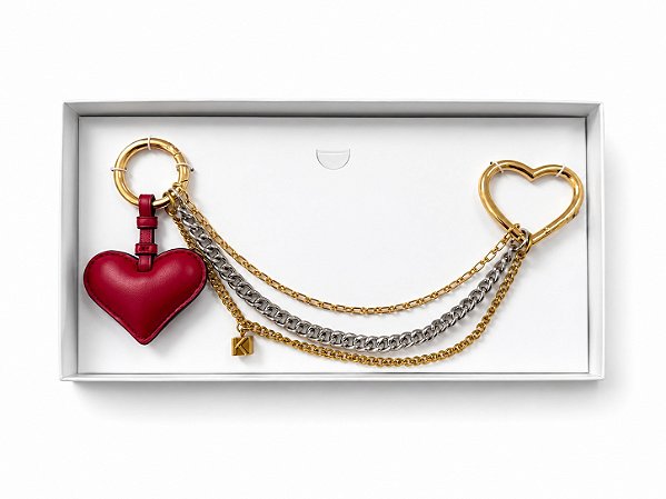 Chaveiro e Bag Charm Michael Kors Puffy Heart Vermelho