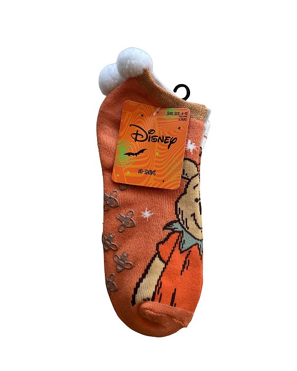 Meia Feminina Disney Halloween Ursinho Pooh com Pompom – Kit 4 Pares
