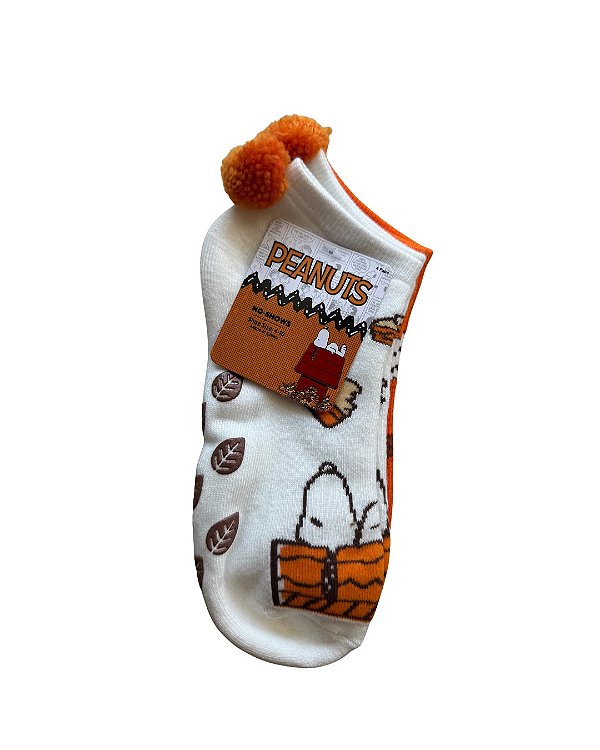 Meia Feminina Peanuts Snoopy No-Show com Pompom – Kit 4 Pares