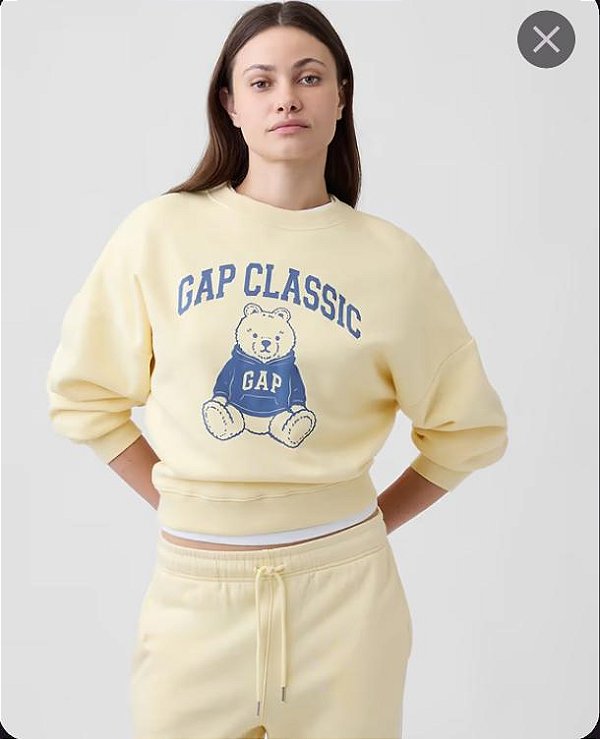 Moletom Feminino GAP Classic Bear Amarelo - Tam: G